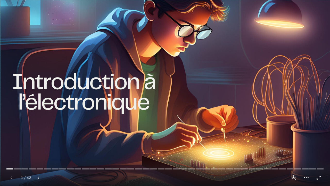 Aperçu du support pédagogique Canva — bases de l&rsquo;électricité et de l&rsquo;électronique