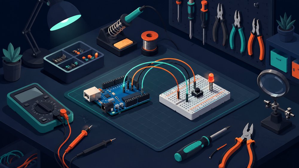 Visuel de la quête GPIO Rescue — Le bouton qui inverse tout
